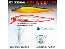Воблер BearKing Vision 110SP цвет A (Trout Chart)-foto2